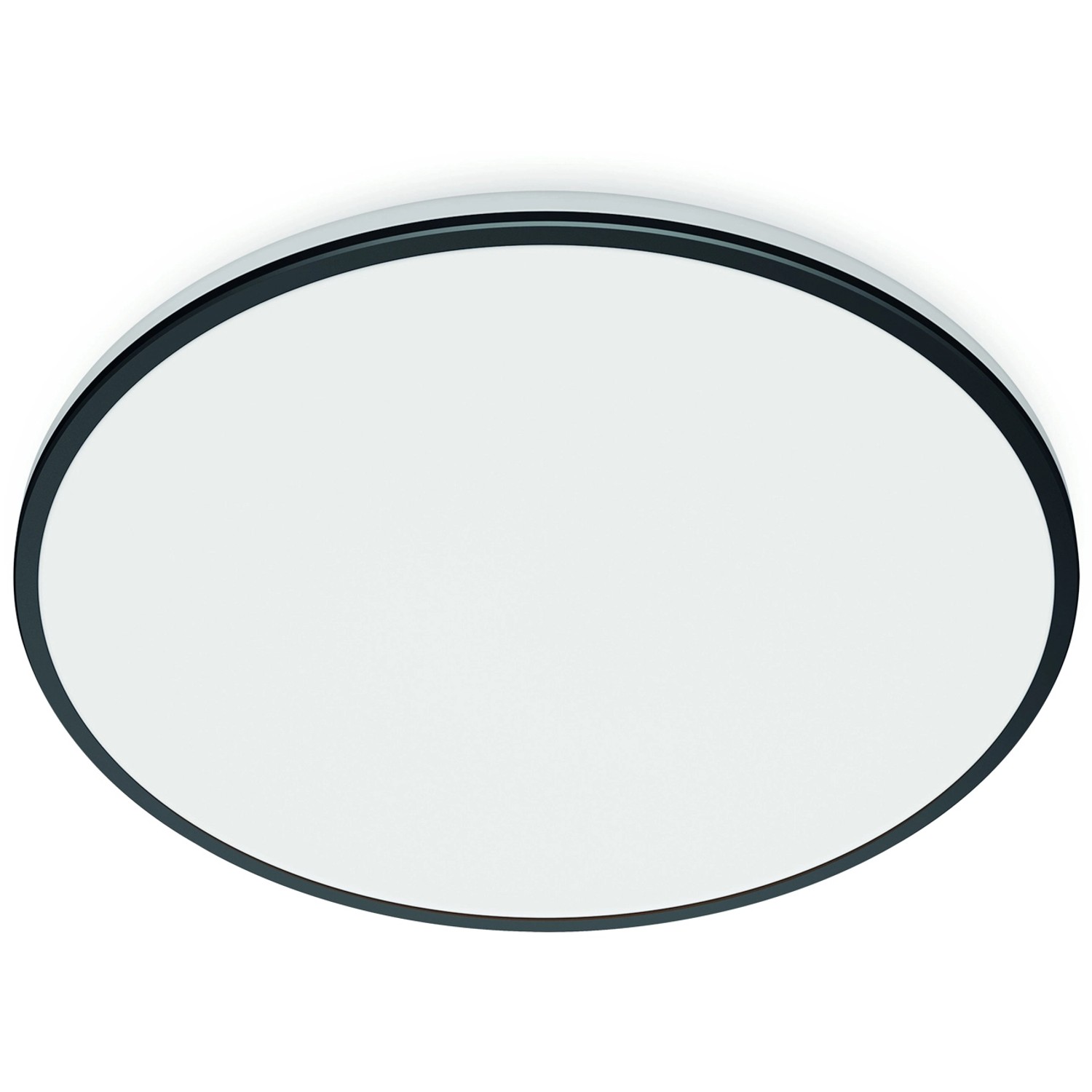 Schwarze WiZ LED-Deckenleuchte Rune mit Farbwechsel und 2100 Lumen.