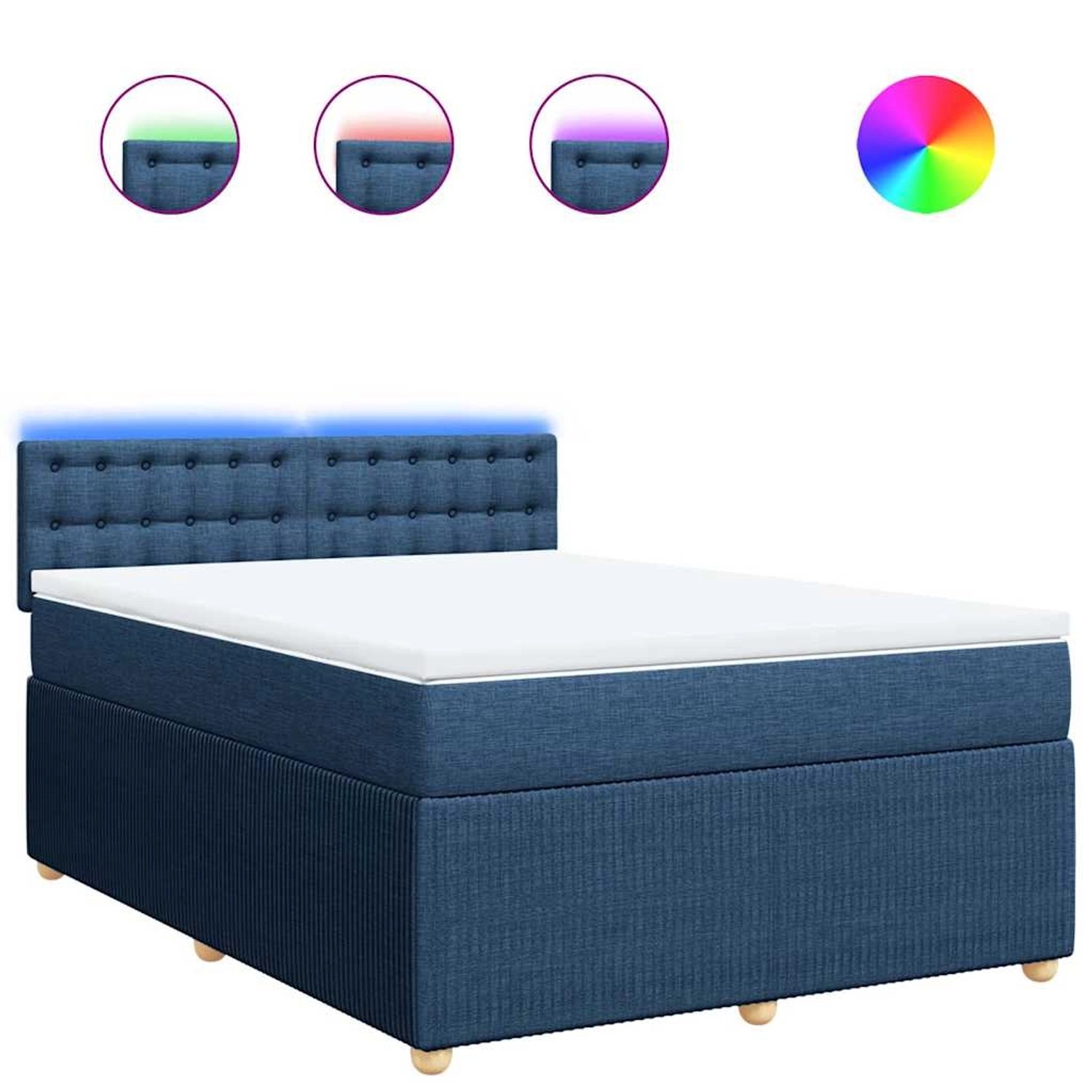 vidaXL Boxspringbett mit Matratze Blau 160x200 cm Stoff 3289827 günstig online kaufen