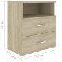vidaXL Nachttisch Sonoma-Eiche (50x32x60 cm) mit 2 Schubladen und Ablagefach.
