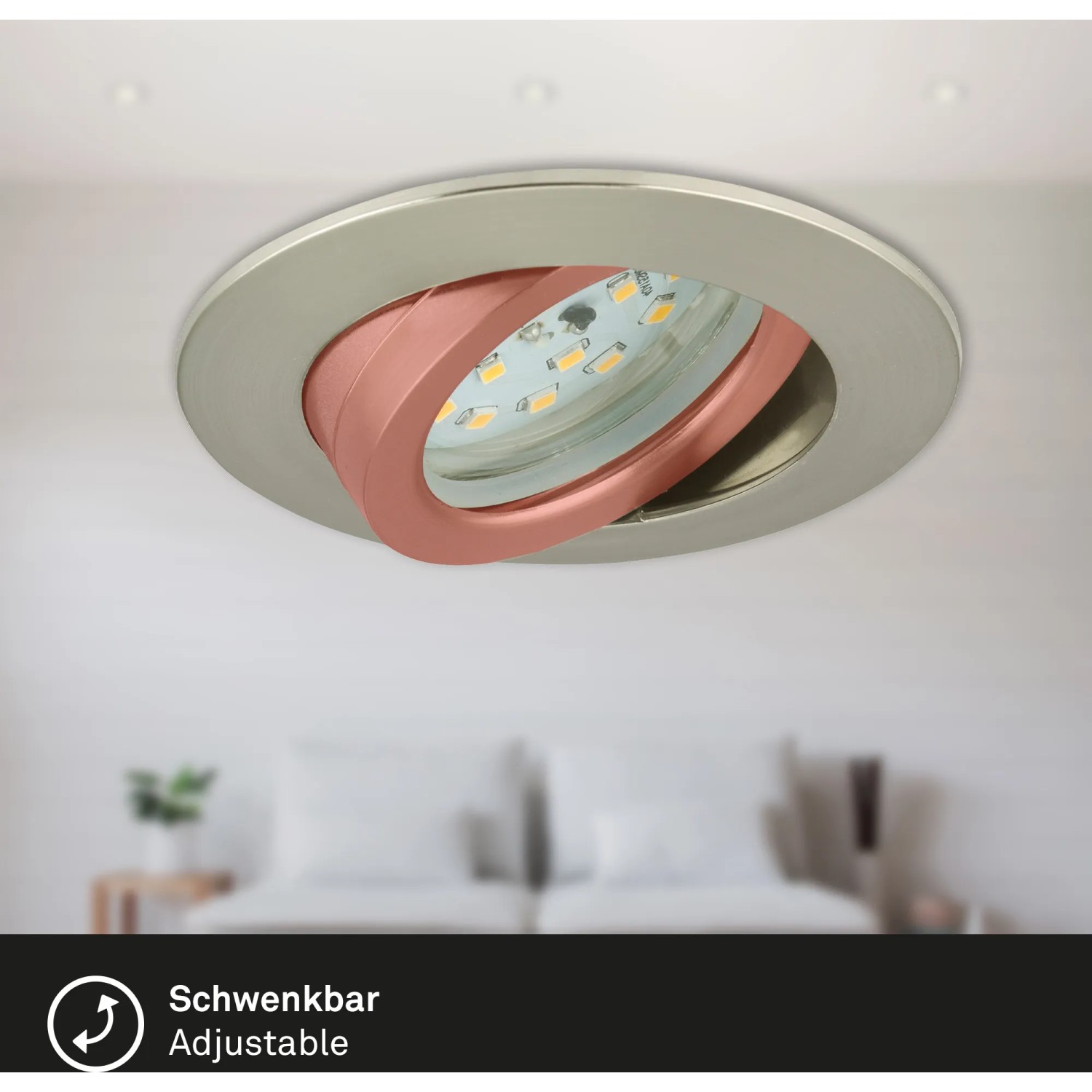 Briloner LED-Einbaustrahler Attach Dim 3er Nickel Matt, schwenkbar. Ideal als Deckenleuchte.