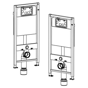 Kronenbach WC-Element 112 cm Plantec 2.0 für wandhängendes WC, blaues Metallgestell mit Spülkasten.