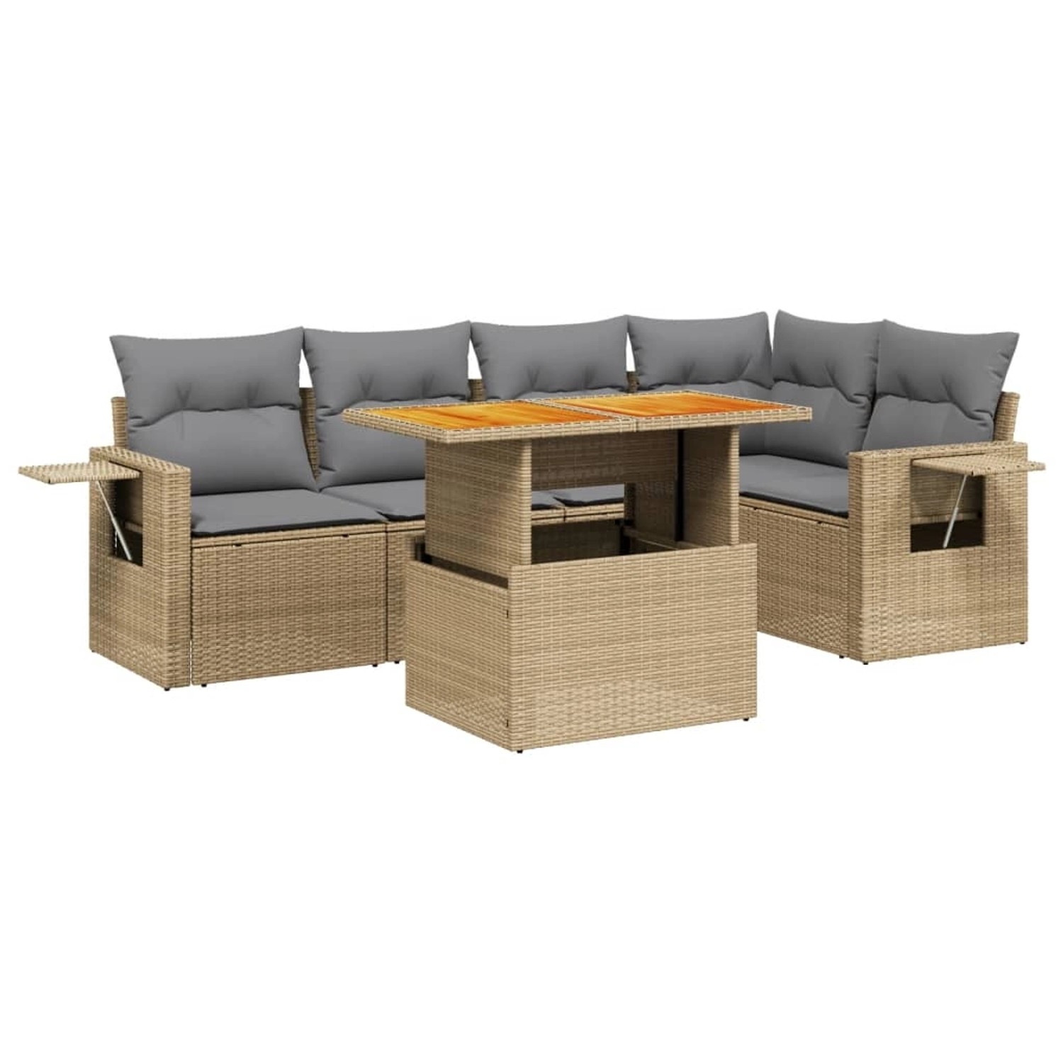 vidaXL 6-tlg Garten-Sofagarnitur mit Kissen Beige Poly Rattan Modell 332 günstig online kaufen