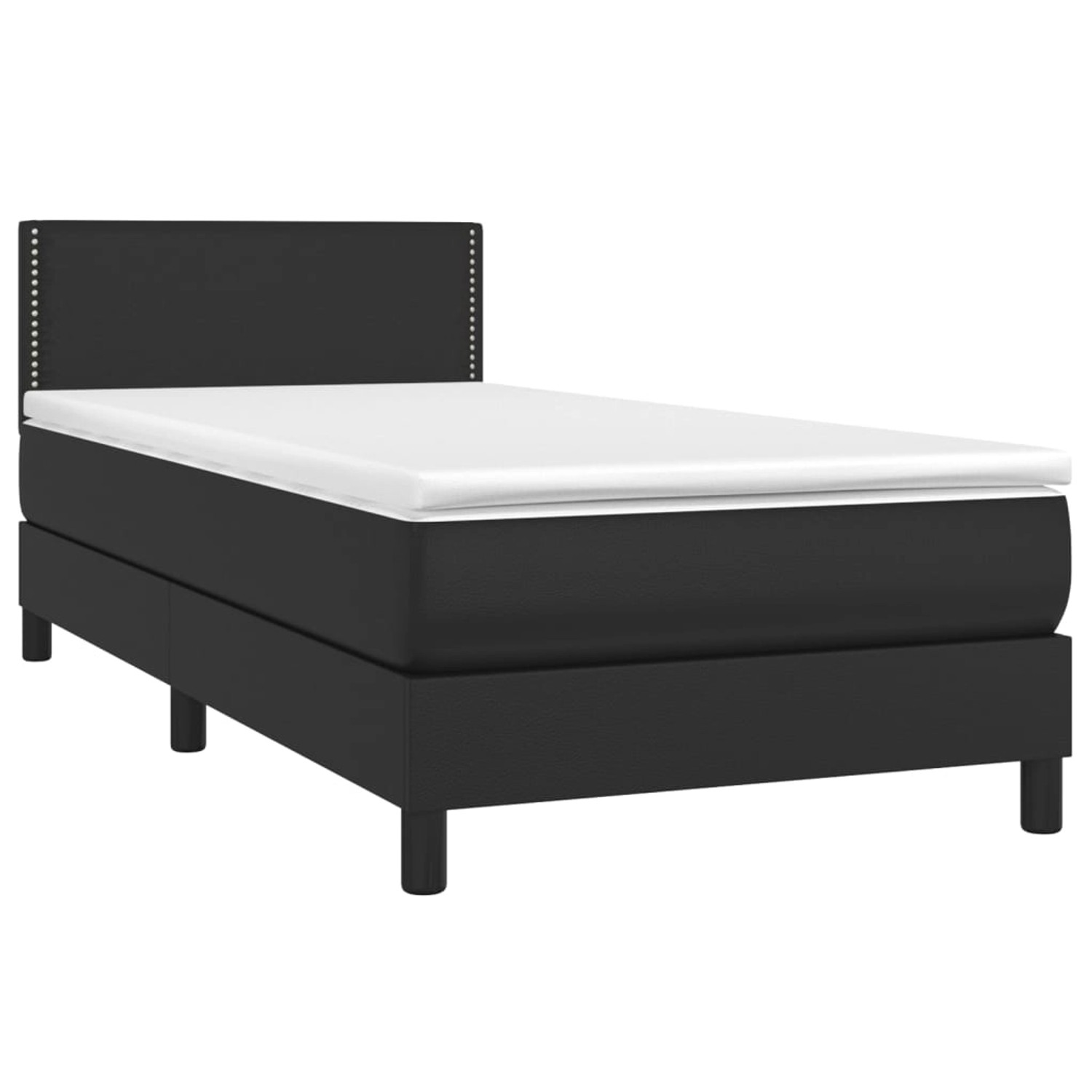 vidaXL Boxspringbett mit Matratze & LED Schwarz 100x200 cm Kunstleder 3134147