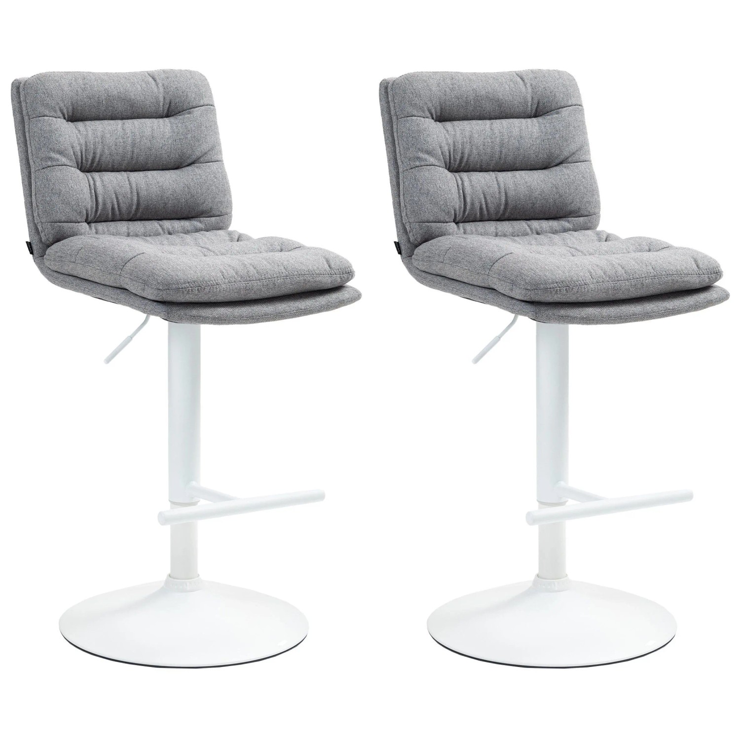 DELUKE Barhocker 2er Set TURIN Grau Stoff Weiß Barstuhl Mit Lehne Tresenhocker Tresenstuhl