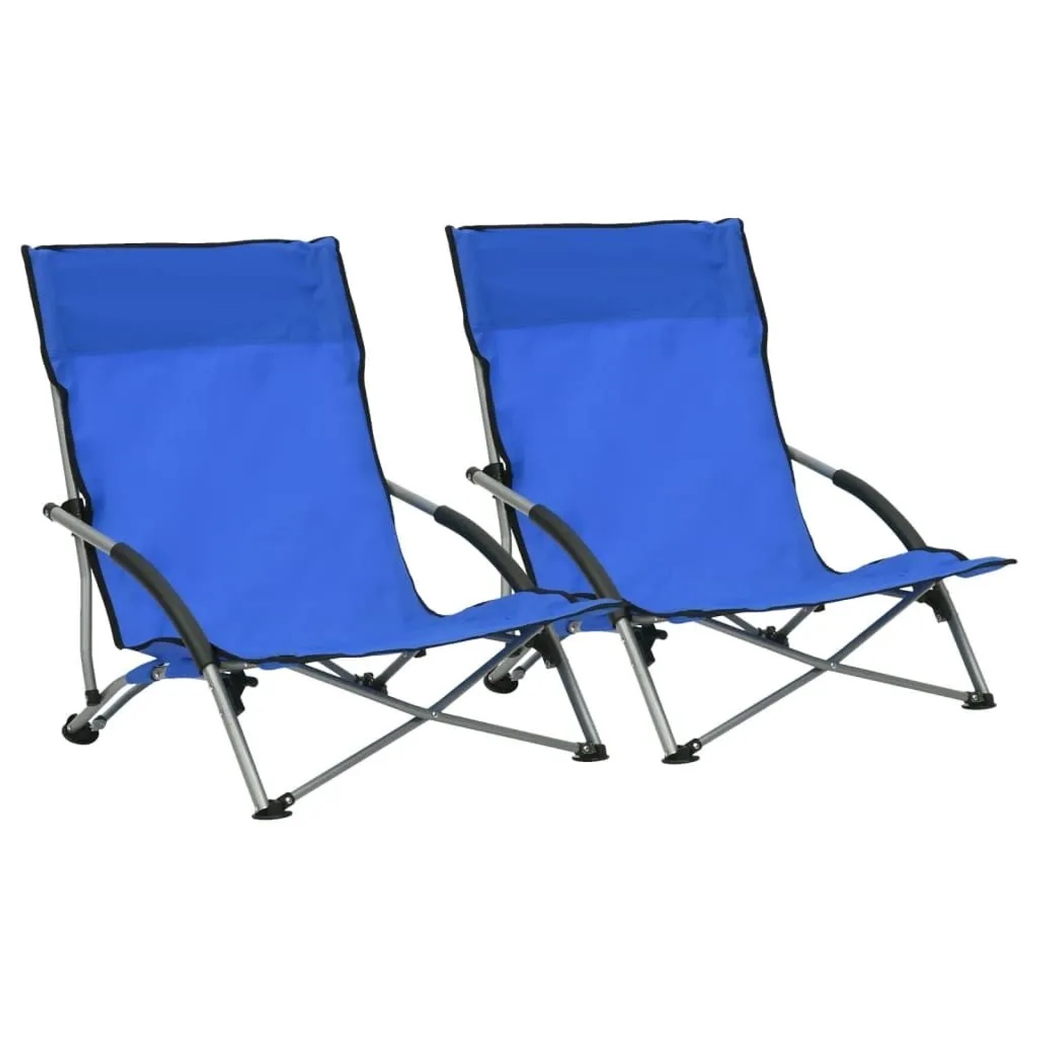 vidaXL Klappbare Strandstühle 2 Stk Blau Stoff 312488