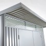 Metall Gerätehaus AvantGarde in Silbermetallic mit Doppeltür, Detailansicht.
