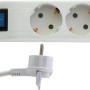 REV Ice Steckdosenleiste, 3-fach, weiß-grau mit Schalter und Schutzkontaktstecker.
