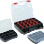 3-teiliges Organizer-Set zur Aufbewahrung von Kleinteilen, mit transparenten Deckeln und Fächern.