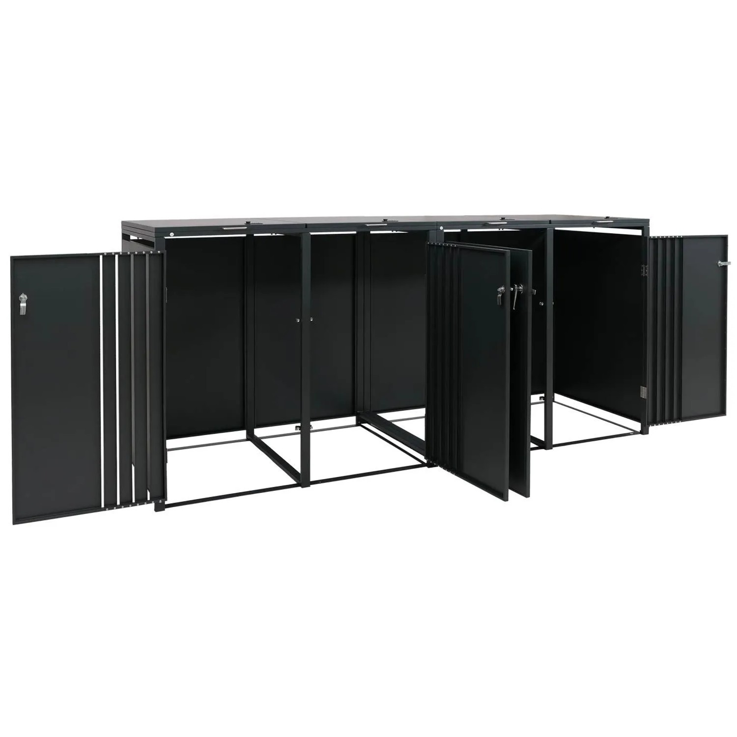 Proregal 4er-Mülltonnenverkleidung Mit Deckel HxBxT 122x250x84 cm Anthrazit Holzoptik Hell Mülltonne 104kg_7