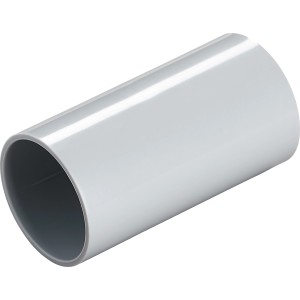 Hellgraue Muffe EN32 für Isolierrohre, aus Kunststoff zur Verbindung von Rohren.