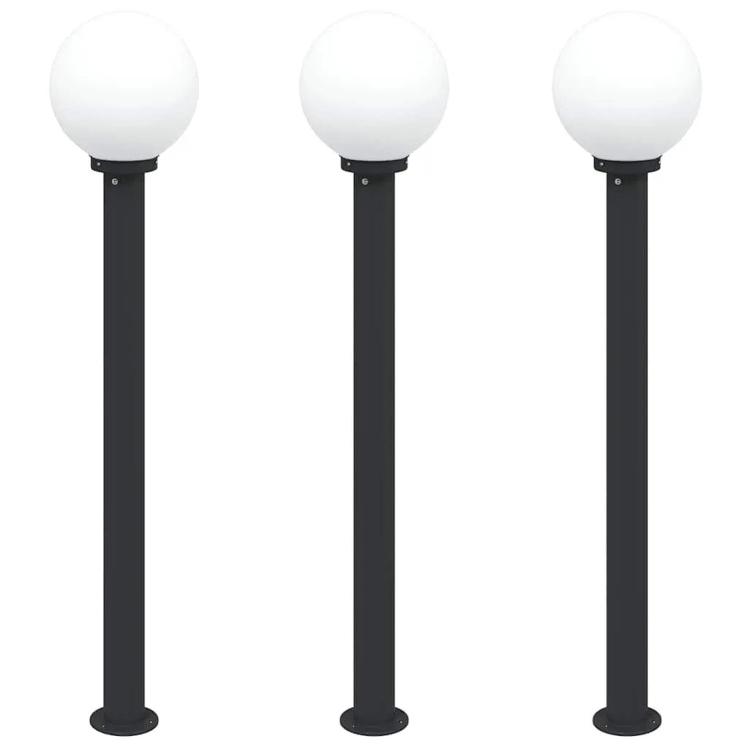 vidaXL Pollerleuchten 3 Stk 120 cm Schwarz IP44 4006114