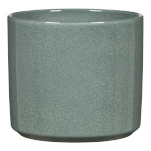 Zylindrischer Keramik Übertopf in Pearl Sage Türkisblau, 14 cm, mit wasserdichter Glasur für Innenbereich.