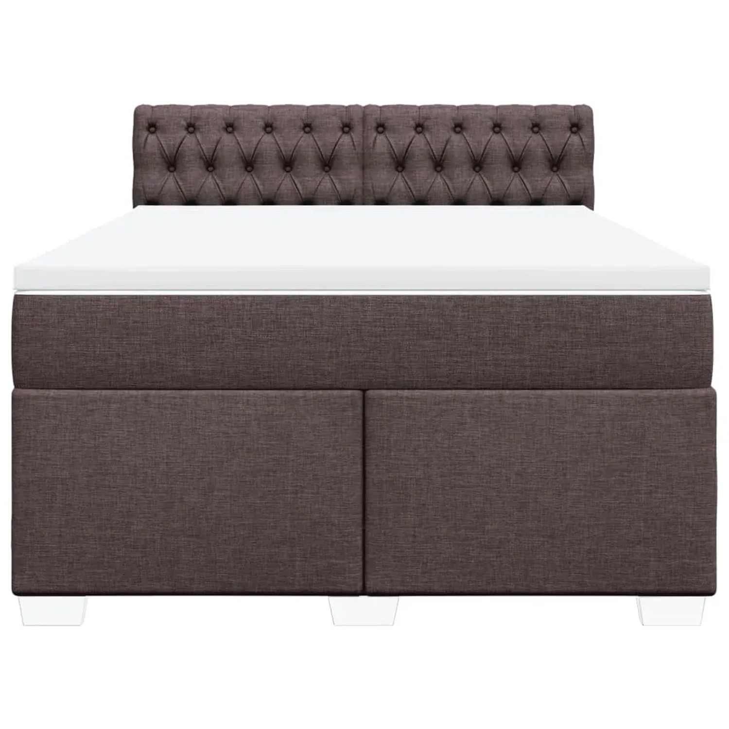 Boxspringbett dunkelbraun (160x200 cm) mit Matratze und Kopfteil.