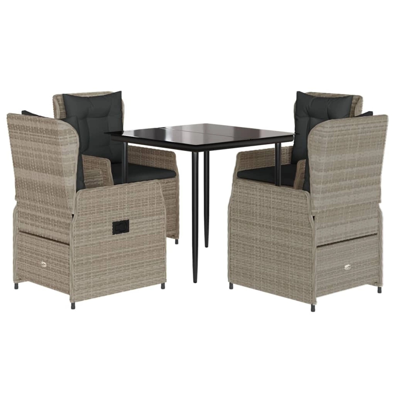 vidaXL 5-Tlg Garten-Essgruppe mit Kissen Hellgrau Poly Rattan 3262897 günstig online kaufen