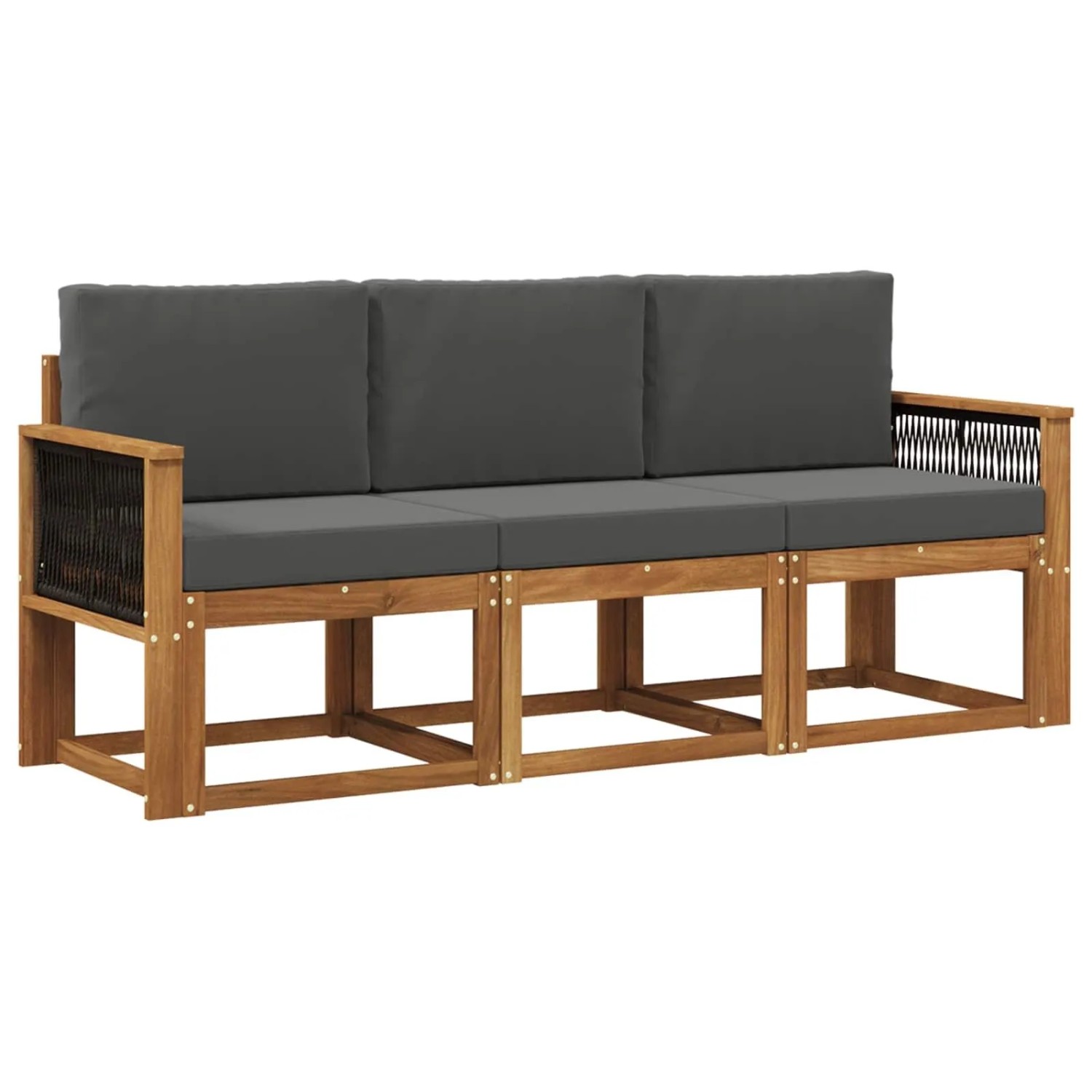 vidaXL Outdoor-Sofagarnitur mit Kissen 3 Stk Natur und Anthrazit 3384953