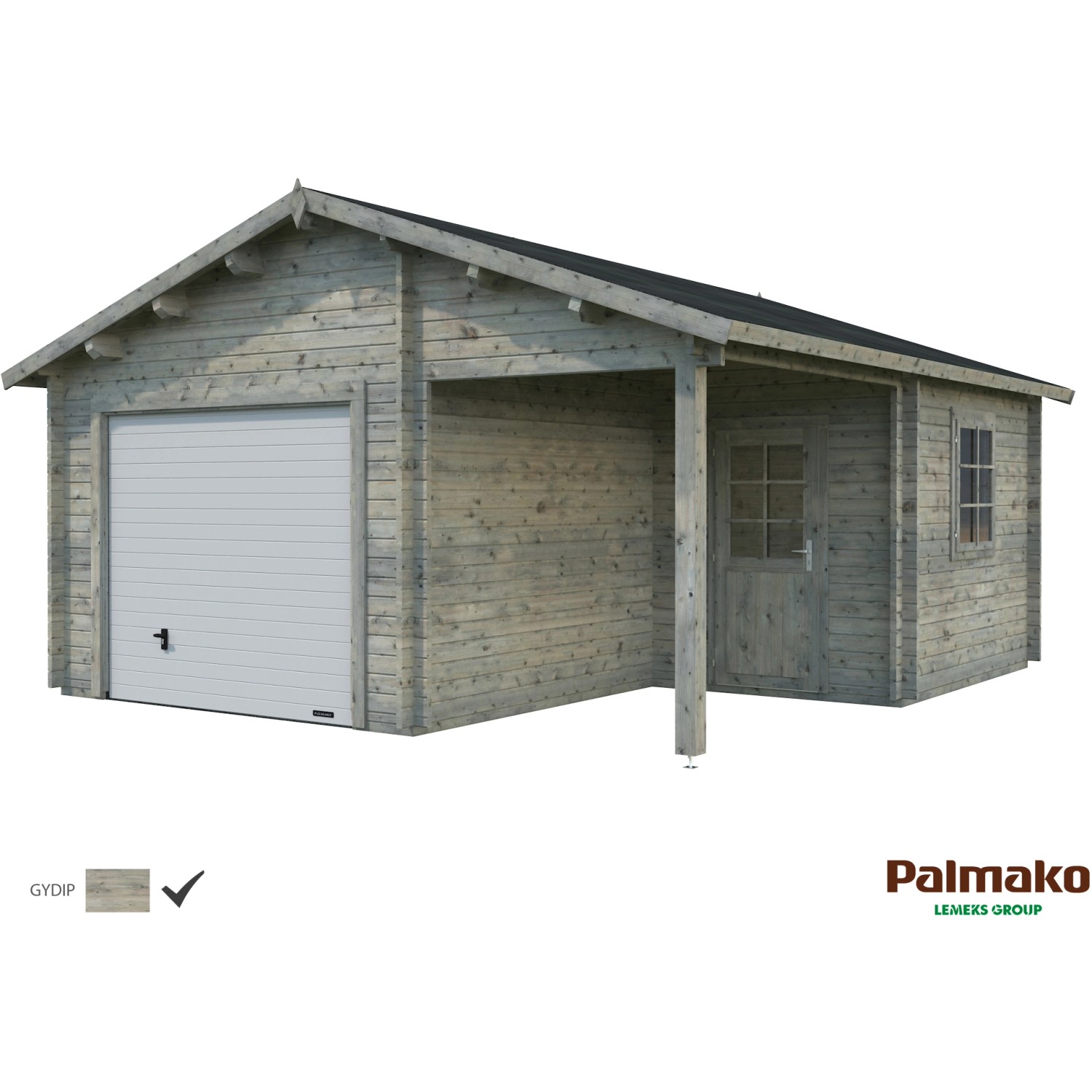 Palmako Holzgarage Roger mit Sektionaltor Grau tauchgrundiert 510 cm x 550 günstig online kaufen