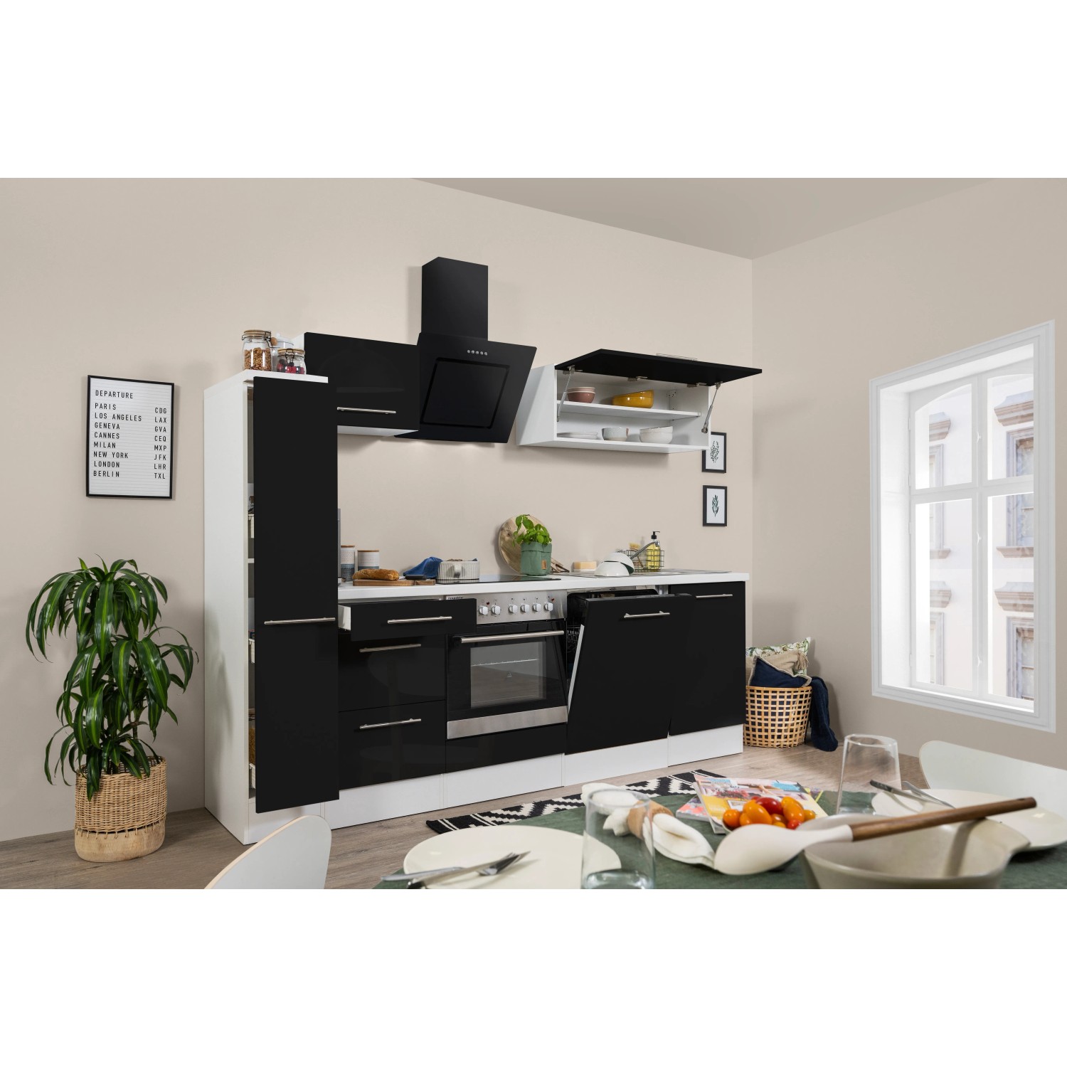 RESPEKTA Küchenzeile RP250, mit E-Geräten, Breite 250 cm