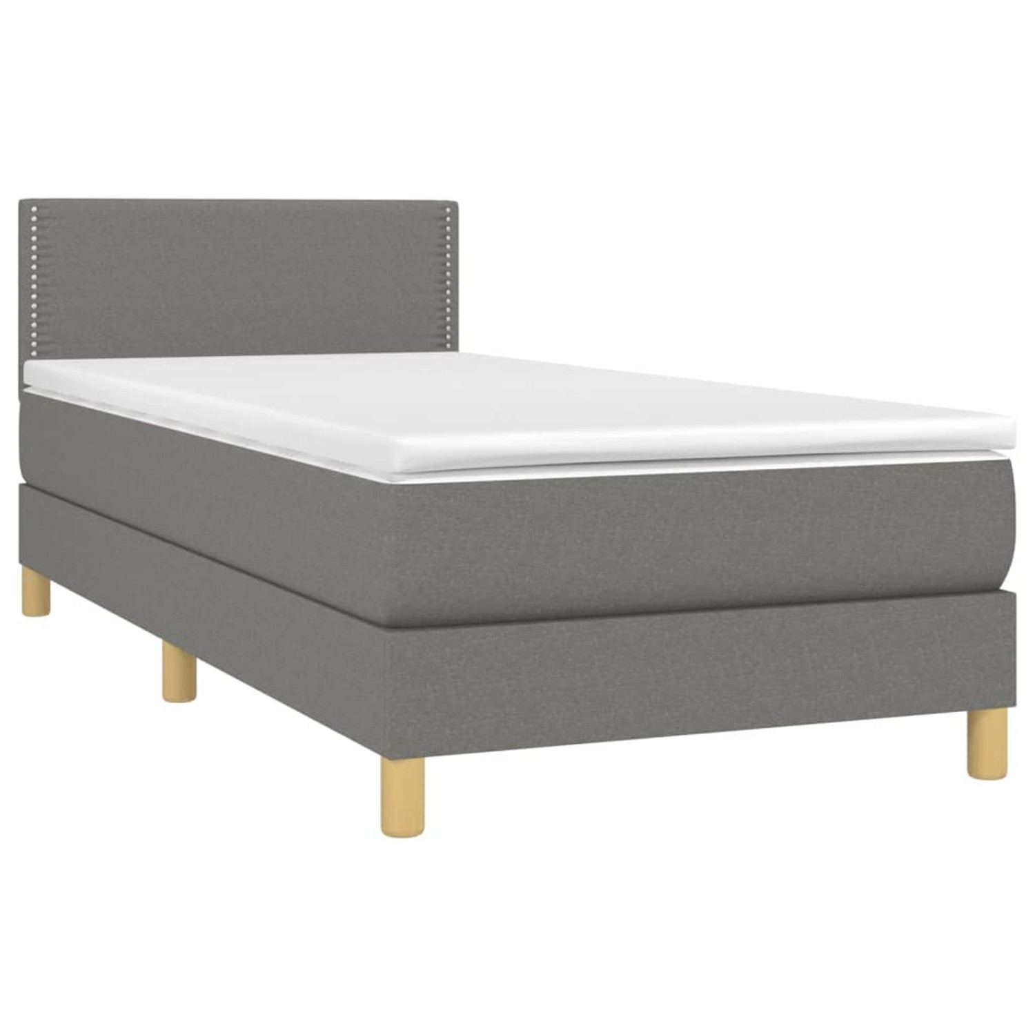 vidaXL Boxspringbett mit Matratze & LED Dunkelgrau 100x200 cm Stoff 3133614 günstig online kaufen
