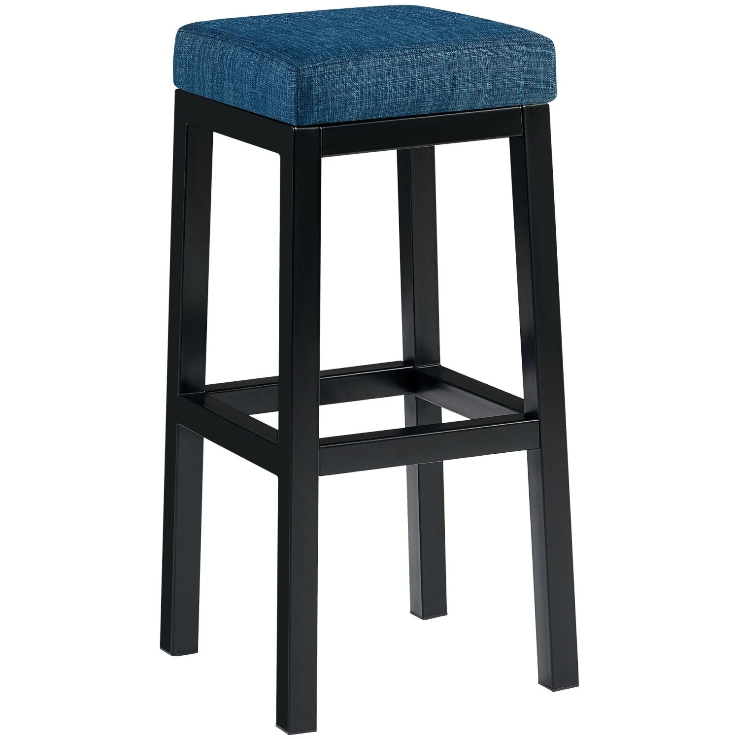 CLP Barhocker Taylor Sitzhöhe 83 cm Metallgestell Schwarz Blau/Stoff