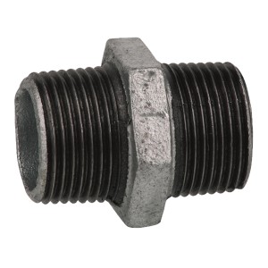 Kirchhoff Doppelnippel 21 mm (1/2 AG) verzinkt, Temperguss-Fitting für Heizung und Installation.