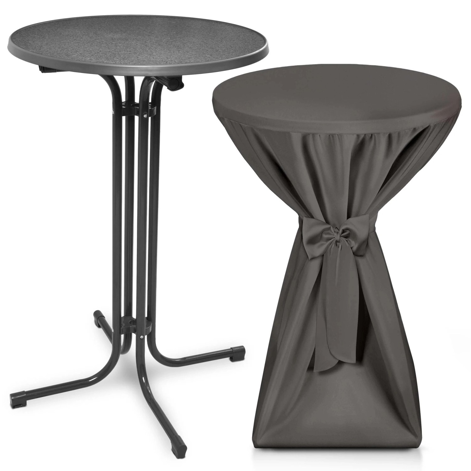 Beautissu Bellini Stehtisch Ø 80cm Grau mit Premium Stehtischhusse Ø 80cm A günstig online kaufen