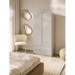 Selsey Kleiderschrank Bemmi mit Zwei Schubladen 100 cm Kaschmirgrau