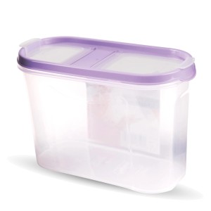 Bestlivings Frischhaltebox Schüttdose, 1,4L, 4er Pack, lila Deckel. Vorratsdose aus Kunststoff.