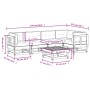 vidaXL 6-tlg. Garten Lounge Set aus Douglasie mit grauen Kissen, bestehend aus Sofas, Eckteilen und Tisch.