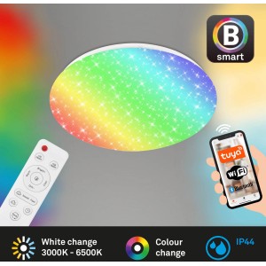 Dimmbare LED Deckenleuchte Barny S mit Sternendekor, steuerbar per App und Fernbedienung.