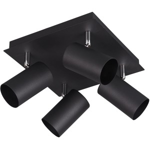 Schwarzer, matter Trio Strahler Marley mit 4 Leuchten. Moderne Deckenlampe für Wohn- und Schlafbereich.
