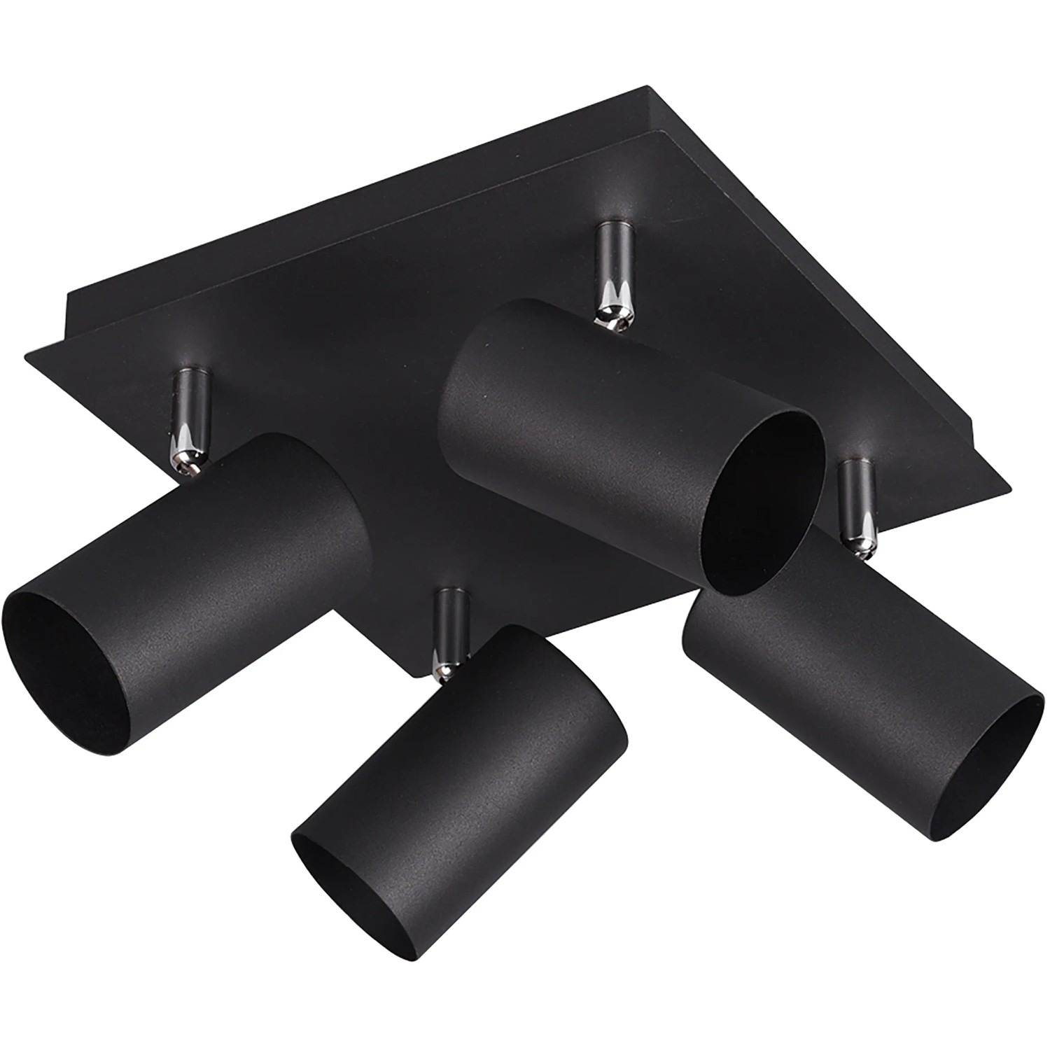 Schwarzer, matter Trio Strahler Marley mit 4 Leuchten. Moderne Deckenlampe für Wohn- und Schlafbereich.