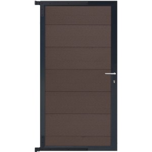 GartenLand Steckzauntor Ameland, 90x175 cm, WPC schokobraun, Aluminium anthrazit.