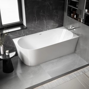 Freistehende, rechteckige Badewanne NOVA SLIM LINE aus Acryl, weiß, 170x78 cm, für Einbau rechts.
