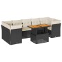 Schwarze 8-tlg. vidaXL Garten-Sofagarnitur aus Rattan mit cremefarbigen Kissen und Tisch.