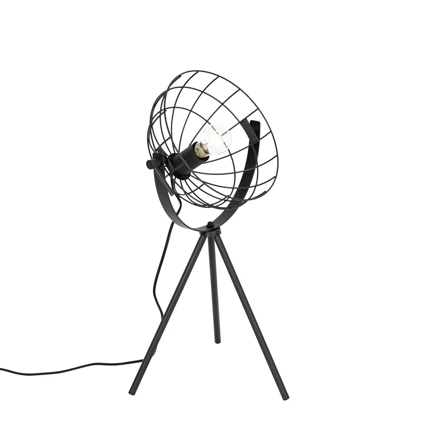 Qazqa Industrielle Stativ Tischlampe Schwarz Verstellbar Hanze