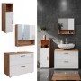 Vicco Badmöbel-Set Irma, 3-teilig, Eiche/Weiß Hochglanz mit Midischrank.