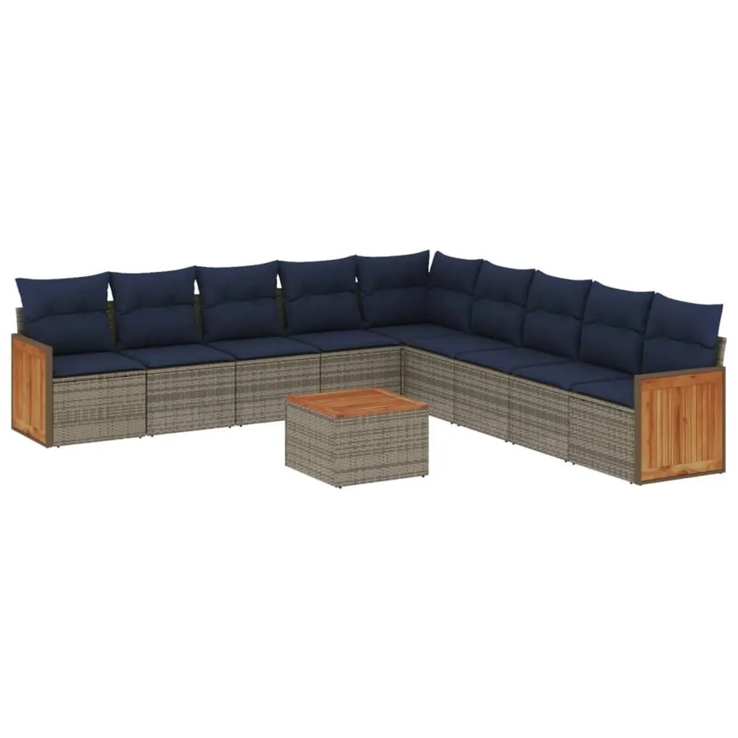 vidaXL 10-Tlg Gartensofa-Set mit Kissen Grau Polyrattan 3227748 günstig online kaufen