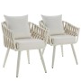 Tectake Aluminium Stuhl Lugano Im Rope Design Wetterfest und Uv Beständig 2Er Set 65 5 x 62 5 x 75 cm Beige
