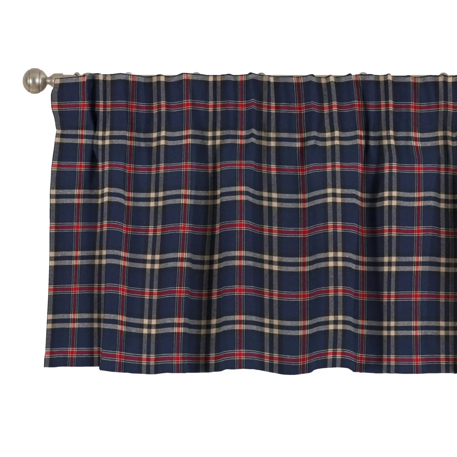 Dekoria Kurzgardine mit Kräuselband aus Stoffkollektion Quadro in Blau-Rot in 390 x 40 cm