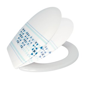 MSV WC-Sitz Malta, Duroplast, Soft-Close, blau mit Muster. WC Sitz für Badezimmer und Gäste-WC.