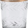 Klarer Teelichthalter Desert Flower aus Glas mit goldener Bordüre, 6,35 cm.