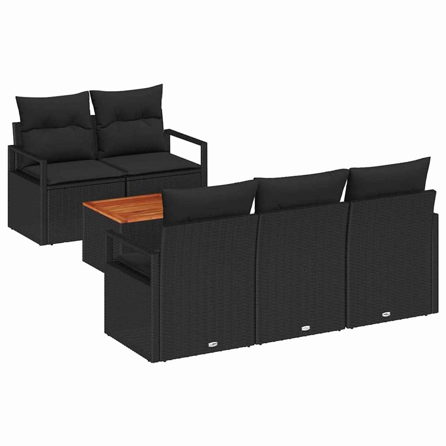vidaXL Garten-Sofa-Set mit Kissen 6-Tlg Schwarz Poly Rattan 3347646 günstig online kaufen