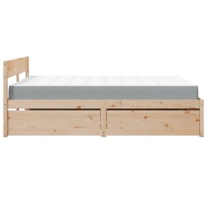 Bett mit Schubladen und Matratze, 140x200 cm, Kiefer massiv, Stauraum