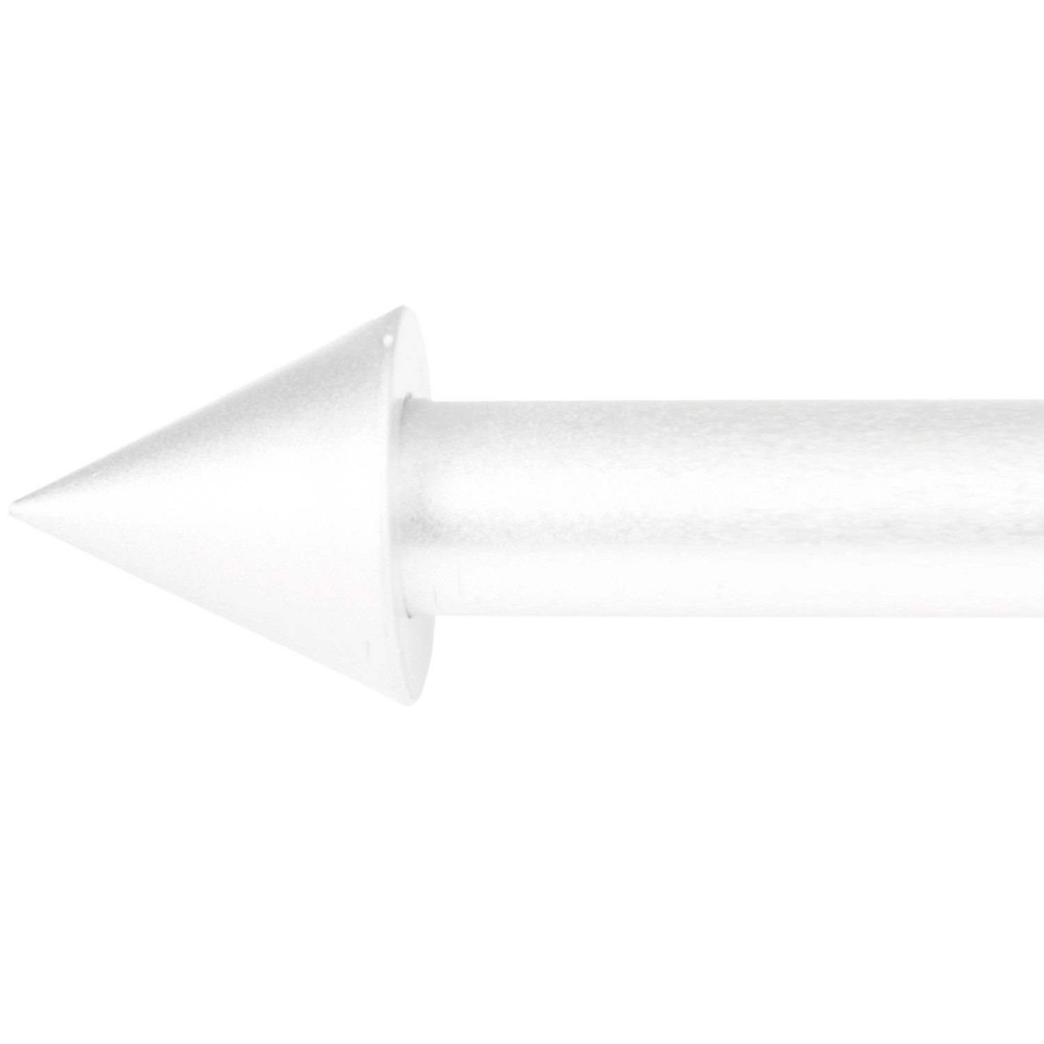 Detailaufnahme: Weiße Bestlivings Gardinenstange mit Kegel-Endstück, 70-130 cm.