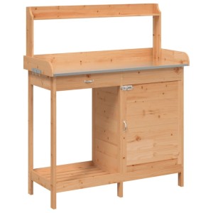 vidaXL Pflanztisch mit Schrank Braun 110,5x45x124,5cm Massivholz Tanne 156344