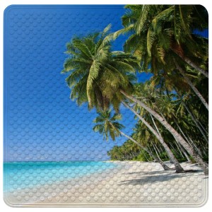 SANILO Badematte Karibik mit Palmenmotiv für Dusche und Badewanne.