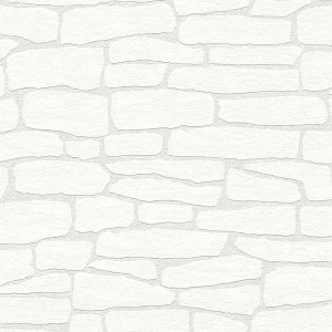 Weiße, überstreichbare Vliestapete in Steinoptik von Tadessi, Design Dino.
