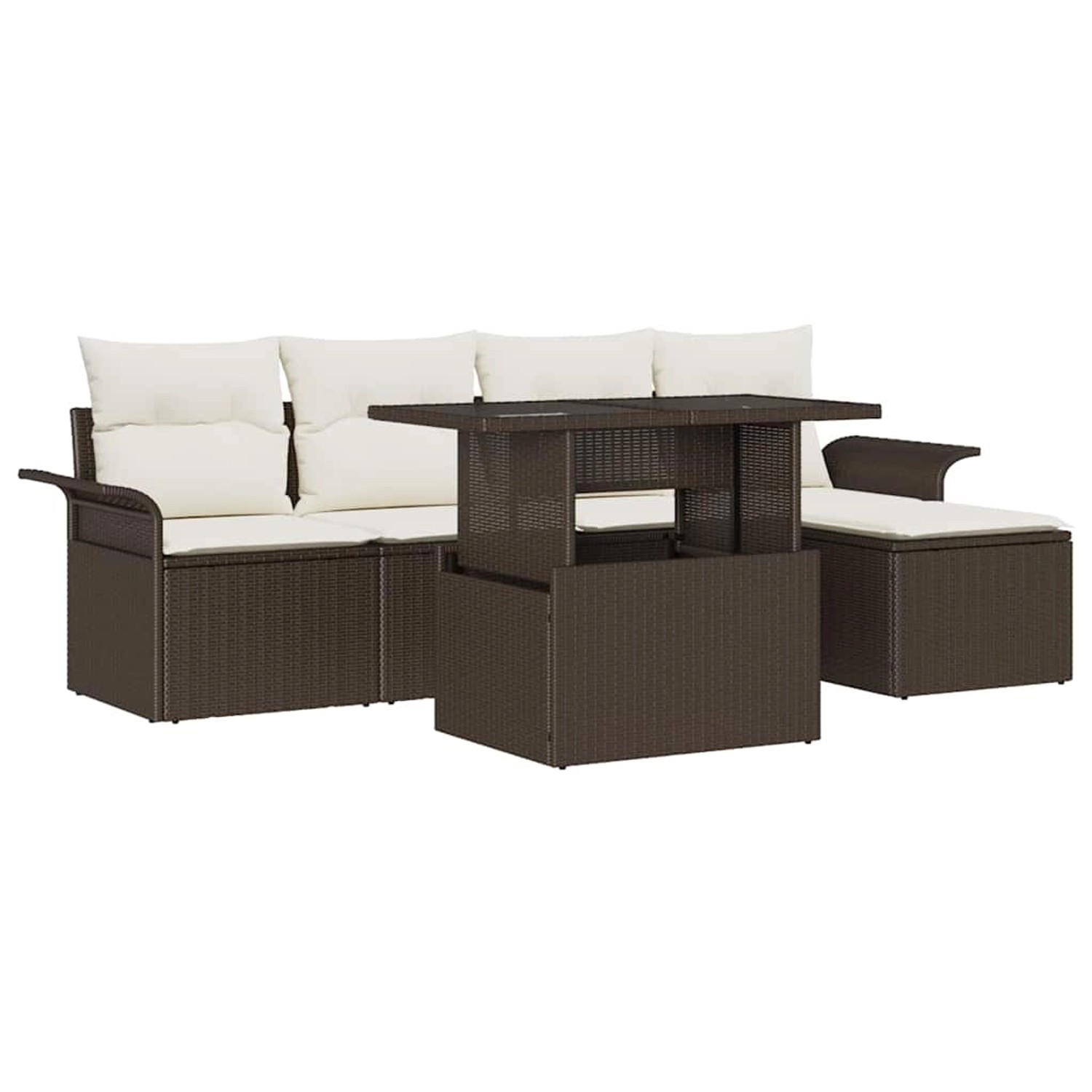 vidaXL Garten-Sofa-Set mit Kissen 6-Tlg Braun Poly Rattan 3348264 günstig online kaufen