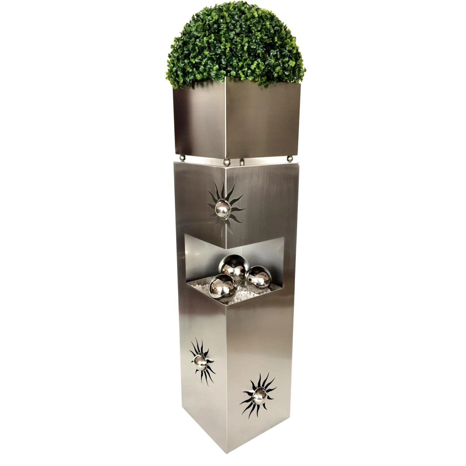 DELUKE Pflanzsäule GRAZ Silber Edelstahl Pflanzkübel Hoch Blumenkübel Pflanzkasten