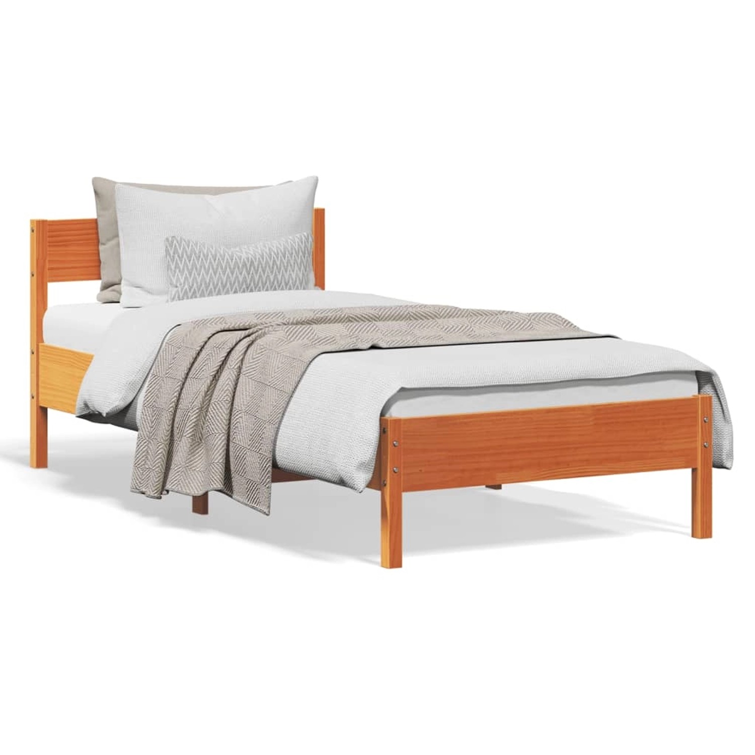 vidaXL Massivholzbett ohne Matratze Wachsbraun 100x200 Kiefernholz 842761 günstig online kaufen